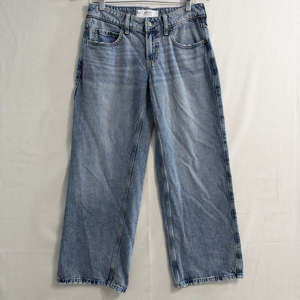 Hollister Women’s Low Rise Baggy Wide-Leg Blue Denim Jeans 2S Size 26